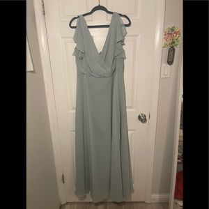 David's Bridal Flutter Sleeve Full Skirt Bridesmaid Dress